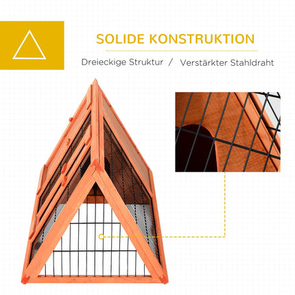 Guinea pig enclosure with run, 118x50x45 cm, Triangular orange