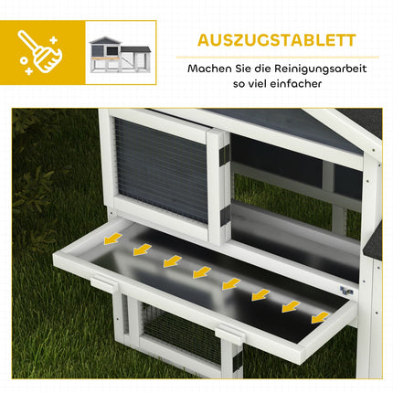 Small Animal Hutch with Run, Fir Wood, 147 x 54 x 84 cm, Gray
