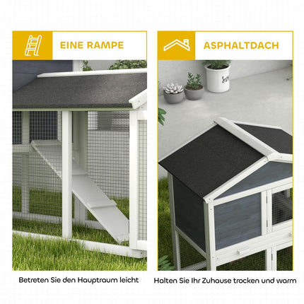 Small Animal Hutch with Run, Fir Wood, 147 x 54 x 84 cm, Gray