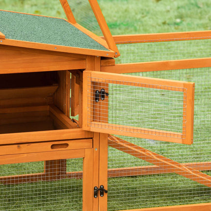 Small animal house, spruce wood, with roof & tray, 156x58x68 cm