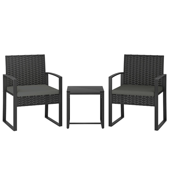 Small Balcony Furniture Set, PE Rattan, Cushioned Seats