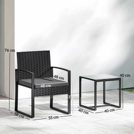 Small Balcony Furniture Set, PE Rattan, Cushioned Seats
