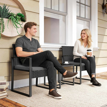 Small Balcony Furniture Set, PE Rattan, Cushioned Seats