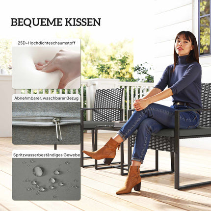 Small Balcony Furniture Set, PE Rattan, Cushioned Seats
