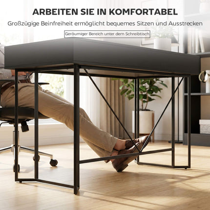Small Black Computer Desk with Drawers, 120 cm