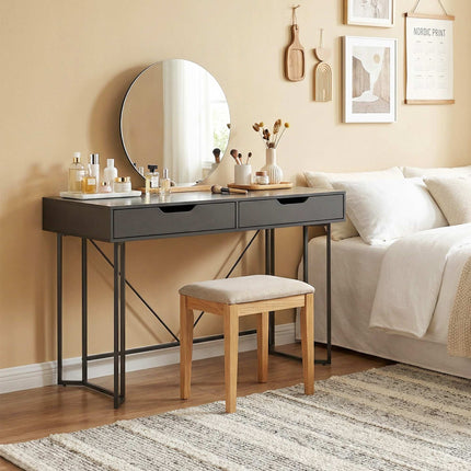 Small Black Computer Desk with Drawers, 120 cm