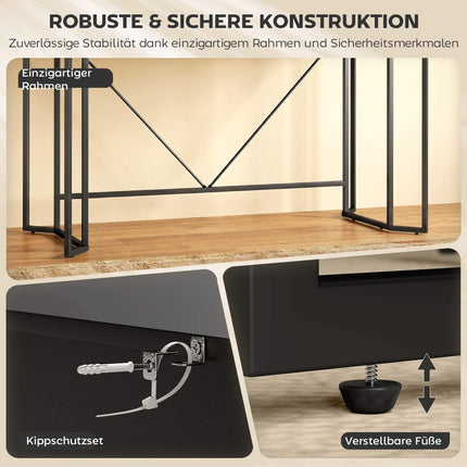 Small Black Computer Desk with Drawers, 120 cm