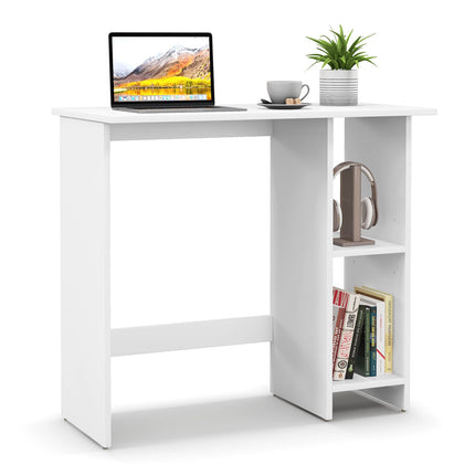 Small Computer Desk With Storage, Adjustable Shelf, White