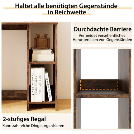 Small Computer Desk with 2 Shelves, 80x40x74 cm, Brown