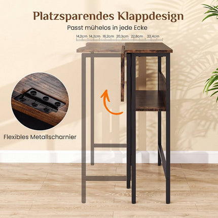 Small Folding Desk with Storage Shelf – Rustic Brown
