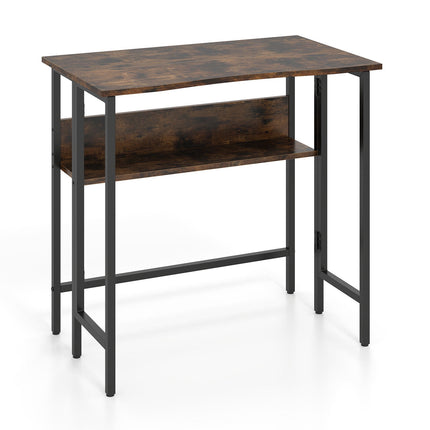 Small Folding Desk with Storage Shelf – Rustic Brown