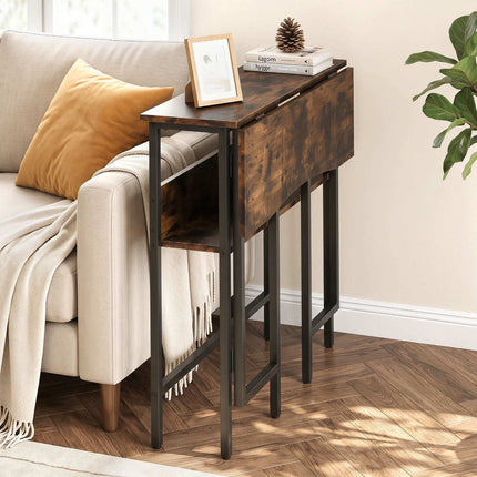 Small Folding Desk with Storage Shelf – Rustic Brown