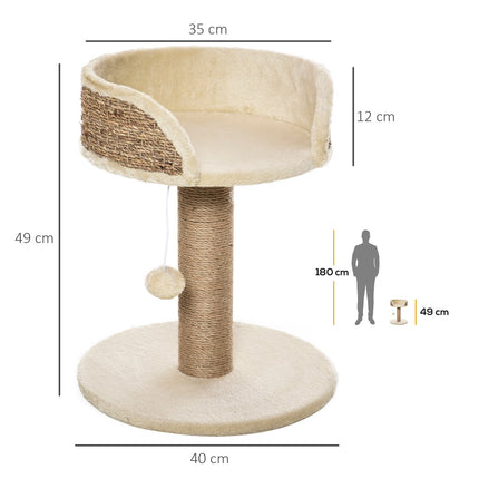 Cat scratching post with jute and play ball, 49 cm