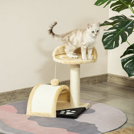 Cat scratching post with sisal rope, Beige, 35.5x37x46cm