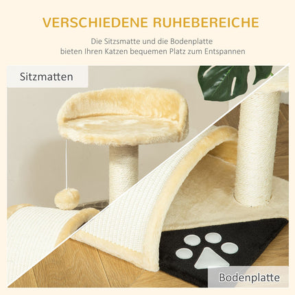 Cat scratching post with sisal rope, Beige, 35.5x37x46cm