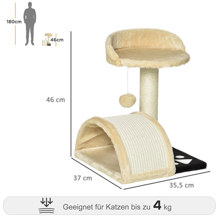 Cat scratching post with sisal rope, Beige, 35.5x37x46cm