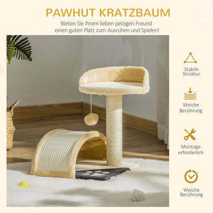 Cat scratching post with sisal rope, Beige, 35.5x37x46cm
