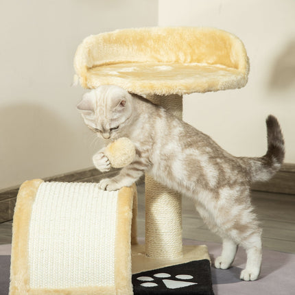 Cat scratching post with sisal rope, Beige, 35.5x37x46cm