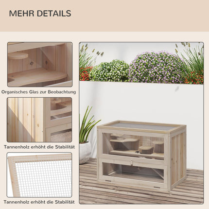 Small animal cage in wood, 60 x 35 x 42 cm