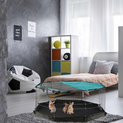 Small animal pen with protective net and bottom