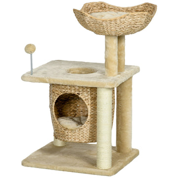 Cat scratching post with cave and bed, 74 cm, Beige
