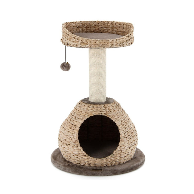 Small cat tree with cave & natural sisal & handmade basket φ 48 x 70.5 cm
