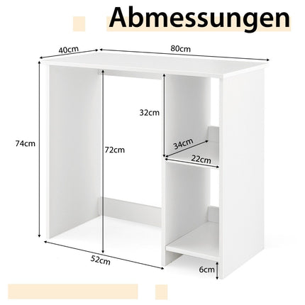 Small desk with 2 compartments computer table office table PC table 80 x 40 x 74 cm white