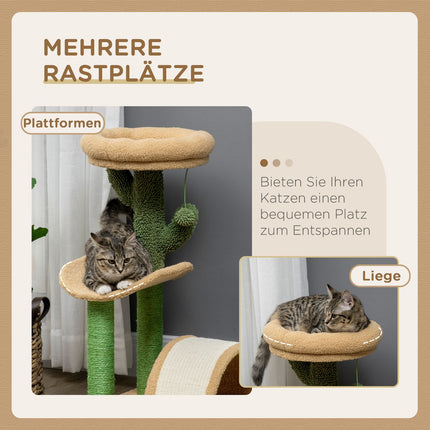 Cat scratching post with stimulation ball, 40x35x72 cm, brown
