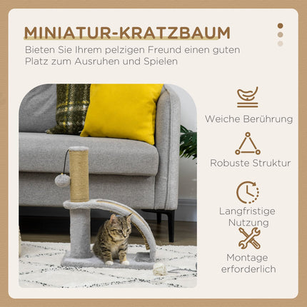 Cat Scratching Post, Gray - Includes massage board and cushion