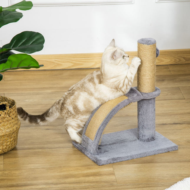 Cat Scratching Post, Gray - Includes massage board and cushion