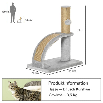 Cat Scratching Post, Gray - Includes massage board and cushion