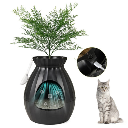 Smart Cat Litter Box with Odor Removal, 63L, Black