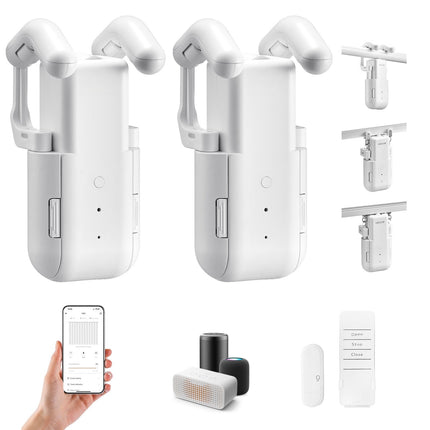 Smart Curtain Opener 2-Pack – App, Remote, Hub, Alexa