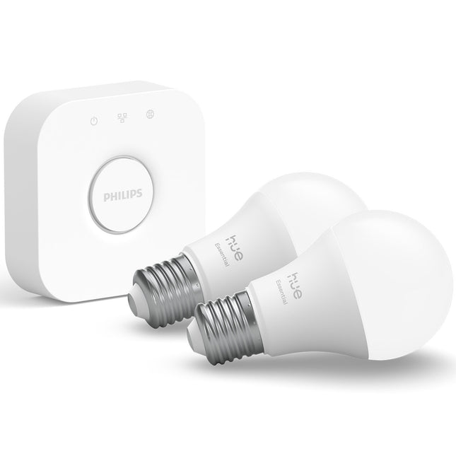 Smart Lighting Starter Kit, White & Color Ambiance, 2x E27 Bulbs + Bridge