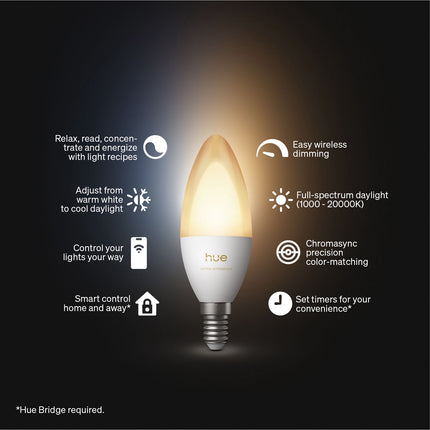 Smart White Ambiance E14 Candle Bulb, 500 lm, Dimmable