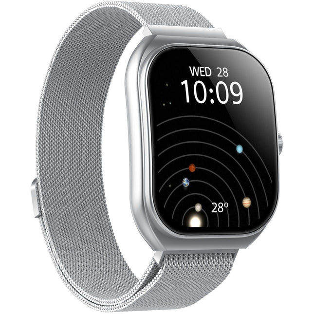 Smartwatch with Milanese Mesh Band, Silver