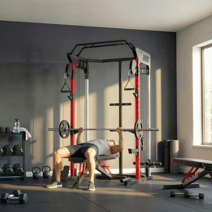 Smith Machine Power Cage with Adjustable Cable System