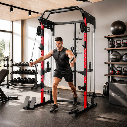 Smith Machine Power Cage with Adjustable Cable System