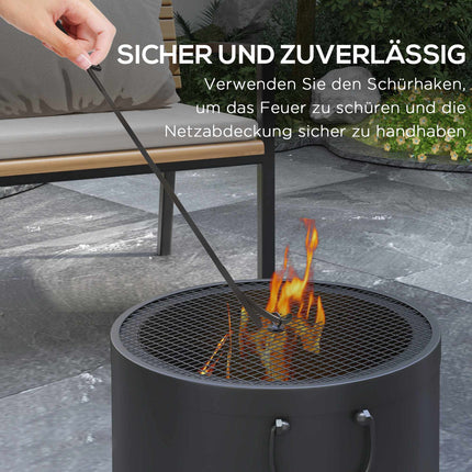 Smoke-Free Fire Pit, Metal, Spark Guard, 38x27 cm, Dark Grey