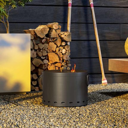 Smoke-Free Fire Pit, Metal, Spark Guard, 38x27 cm, Dark Grey