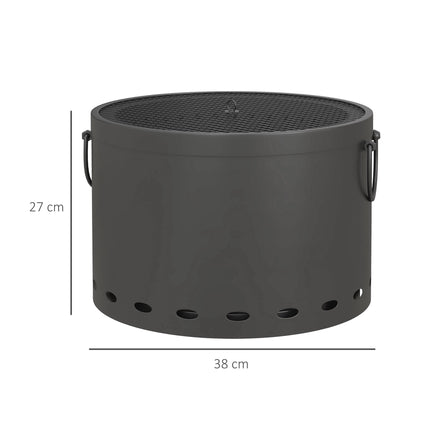 Smoke-Free Fire Pit, Metal, Spark Guard, 38x27 cm, Dark Grey