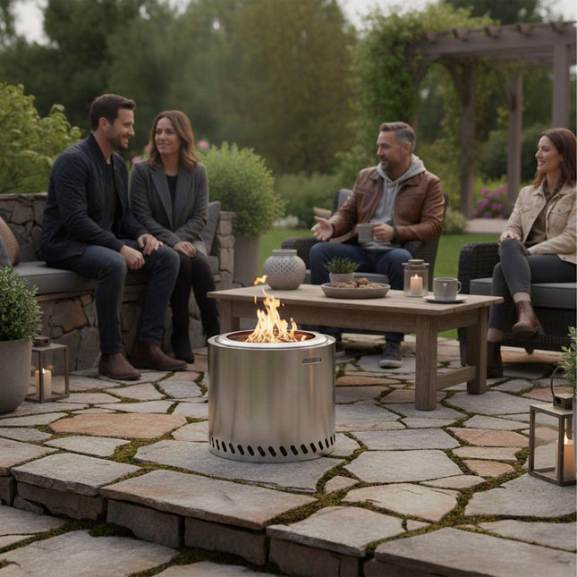 Smoke-Free Stainless Steel Fire Bowl, 38 cm