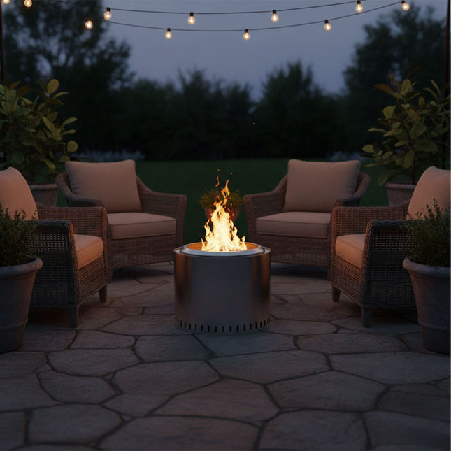 Smokeless Stainless Steel Fire Bowl, 40 x 49 cm