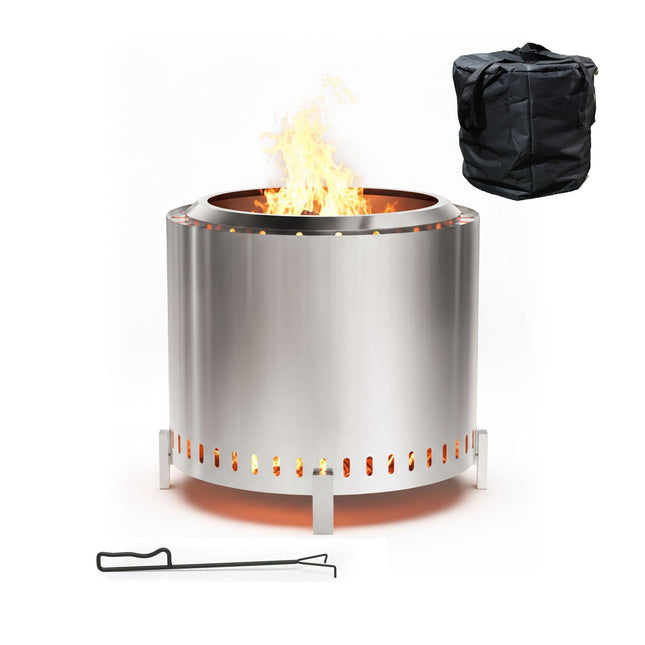 Smokeless Stainless Steel Fire Pit, 49 cm