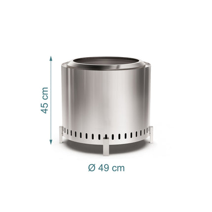 Smokeless Stainless Steel Fire Pit, 49 cm