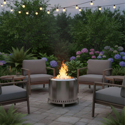 Smokeless Stainless Steel Fire Pit, 49 cm