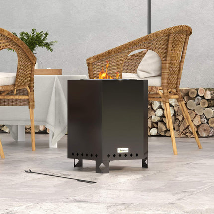 Smokeless black metal fire basket for patio and camping