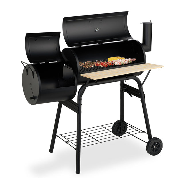Smoker Barbecue with Lid and Wheels – Charcoal Grill