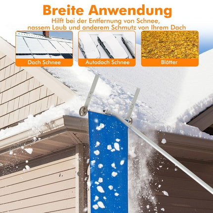 Snow Rake with 5-Piece Bar & Aluminum Frame & Non-Slip Handle Silver