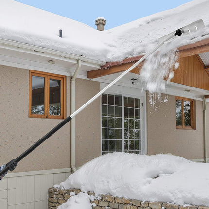 Snow Roof Rake, 26-Inch Aluminum Blade, 2.3–6 m Pole, Wheels